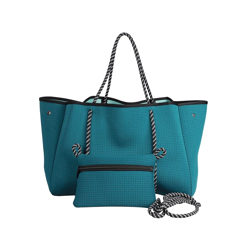 New Arrival Neoprene Fabric Tote Bag Large Neoprene Beach Tote Bag Purse Handbag Neoprene Bag And Small Pouch Handbag