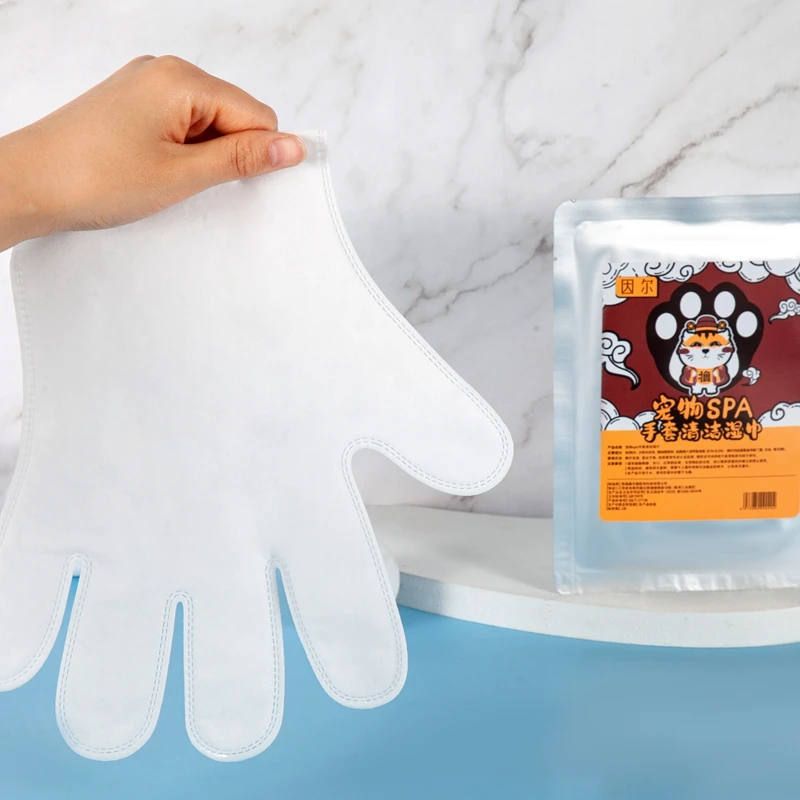 customized organic pet cleaning wet wipes dog cat dental teeth disposable  pet grooming glove alcohol free canister