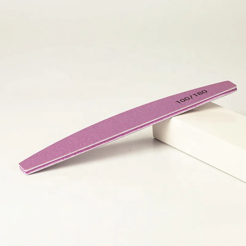 Bulk Own Branded Large Half Moon Purple Personalized 100/100 Private Label Professional Custom Nail Files 100/180 with Logo