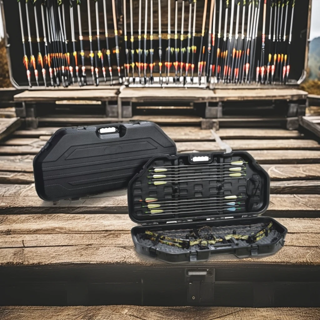 Hunting Archery Compound Bow with Plastic Feather Hard Bow and Arrow Case for Shooting