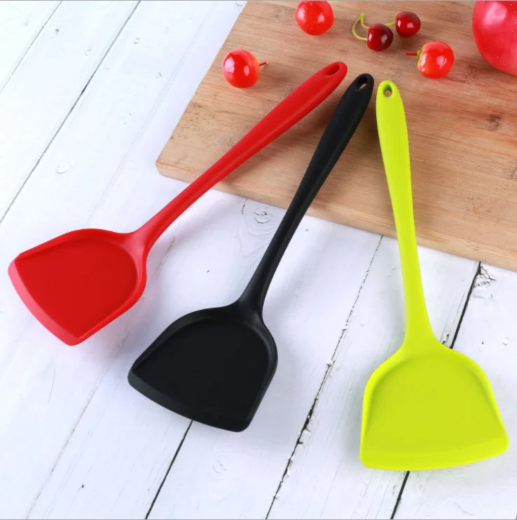 wholesale colorful Silicone leakage shovel, plastic slotted spatula&spoon silicone spatula
