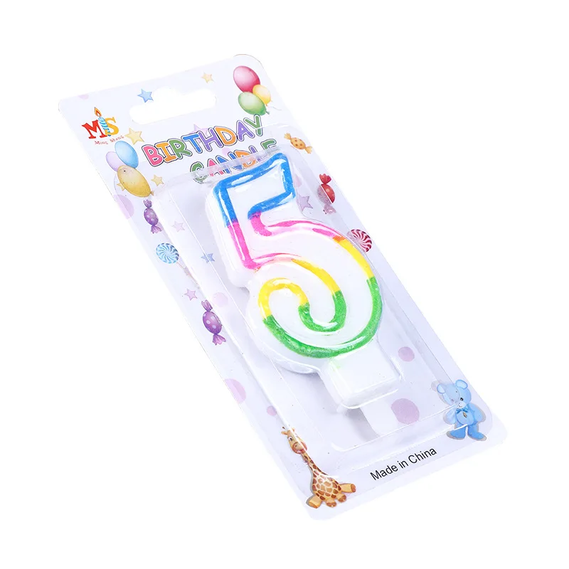 0-9 Colorful Fancy Happy Birthday Cake Number Candle ,Party Digital Candle With Holder For Kids Adult