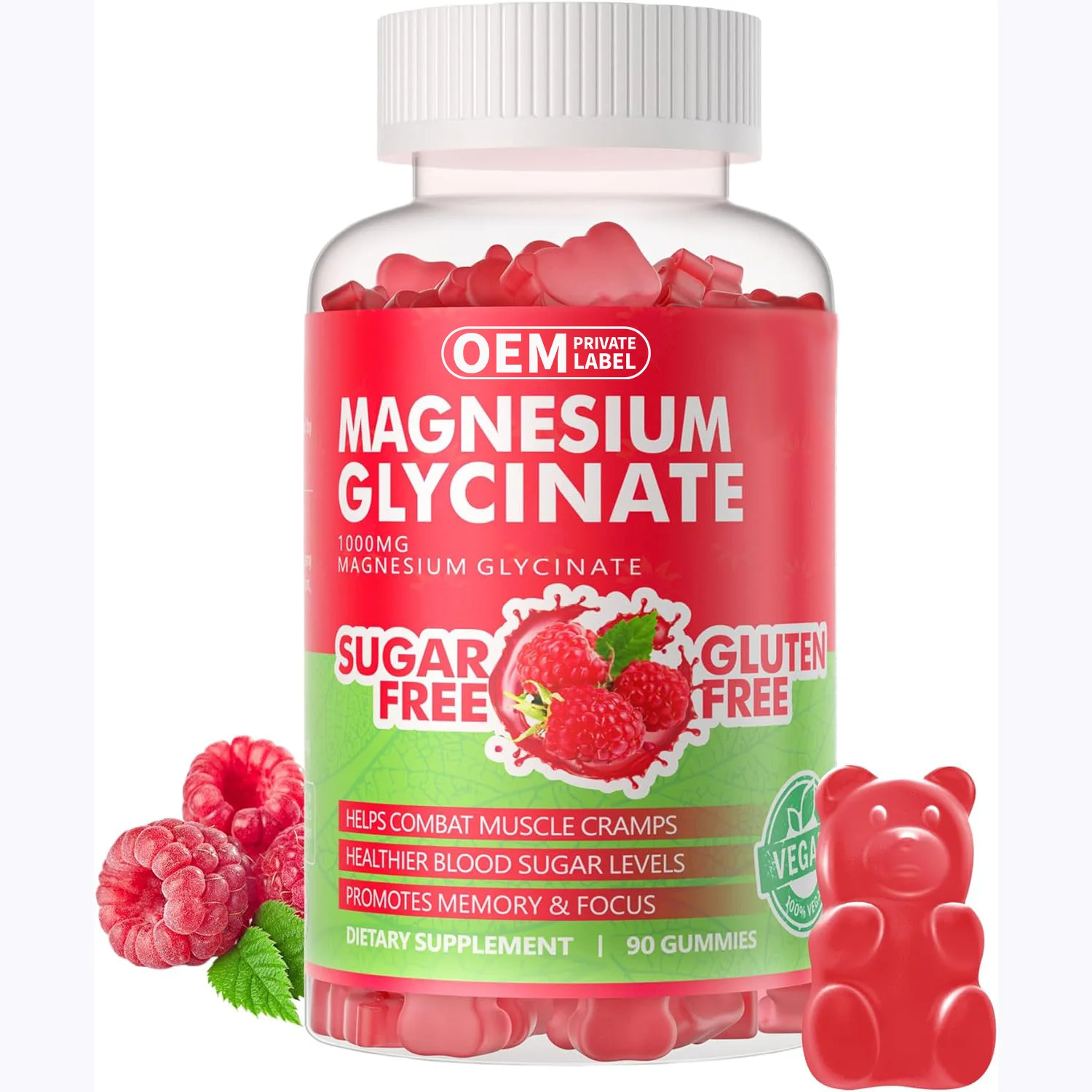 OEM wholesale rasphberry flavor magnesium gummies low sugar support focus natural sleep aid magnesium dietary supplements