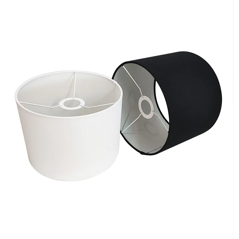 Wholesale Home Hotel Drum White Black Color Linen Fabric Lampshade For Table Lamp