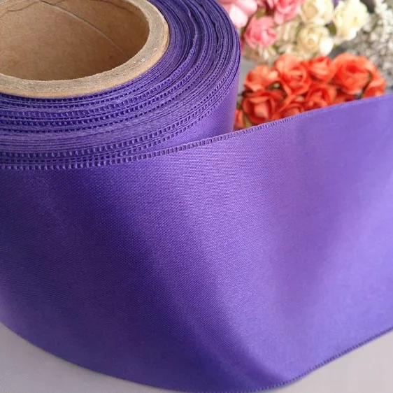 Decorative 100% Polyester smooth Wide purple satin Ribbon