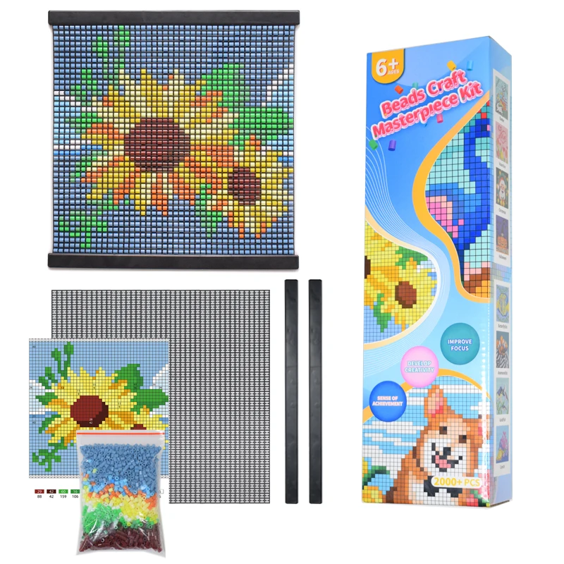 HAMA beads creativity canvas Toucans Pattern Multi colors No-Iron Fuse Bead Craft Masterpiece Kit for Kids and Adult