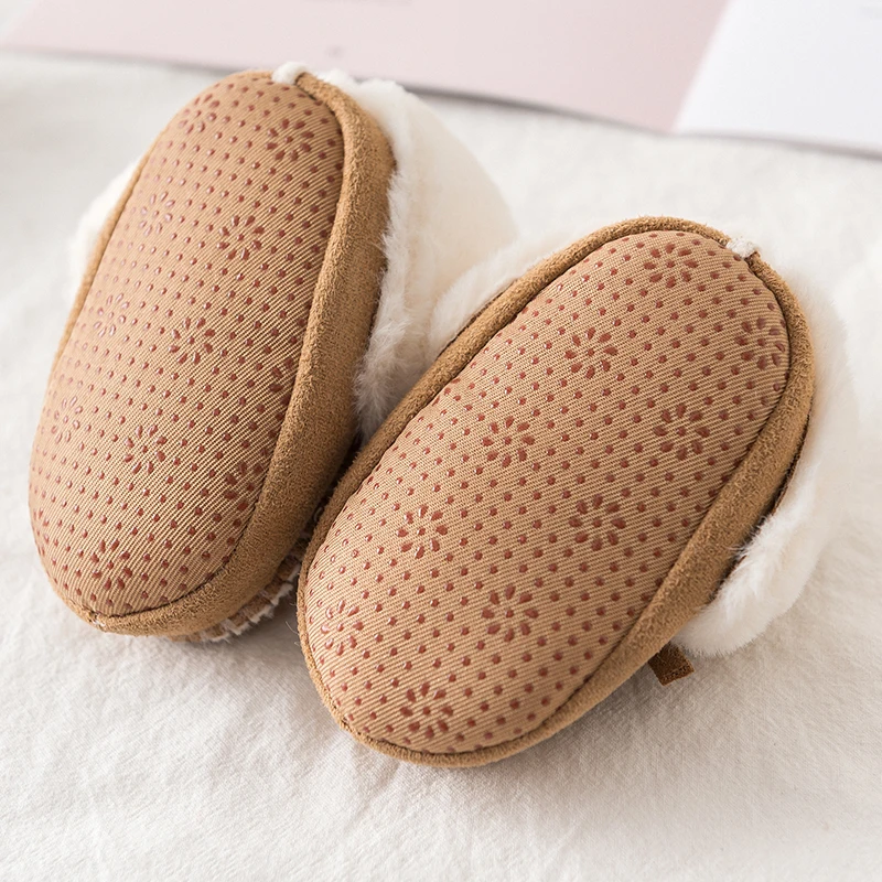 
Winter warm knitted wool baby booties princess baby shoes 2019 soft sole botton snow shoes for first walking 