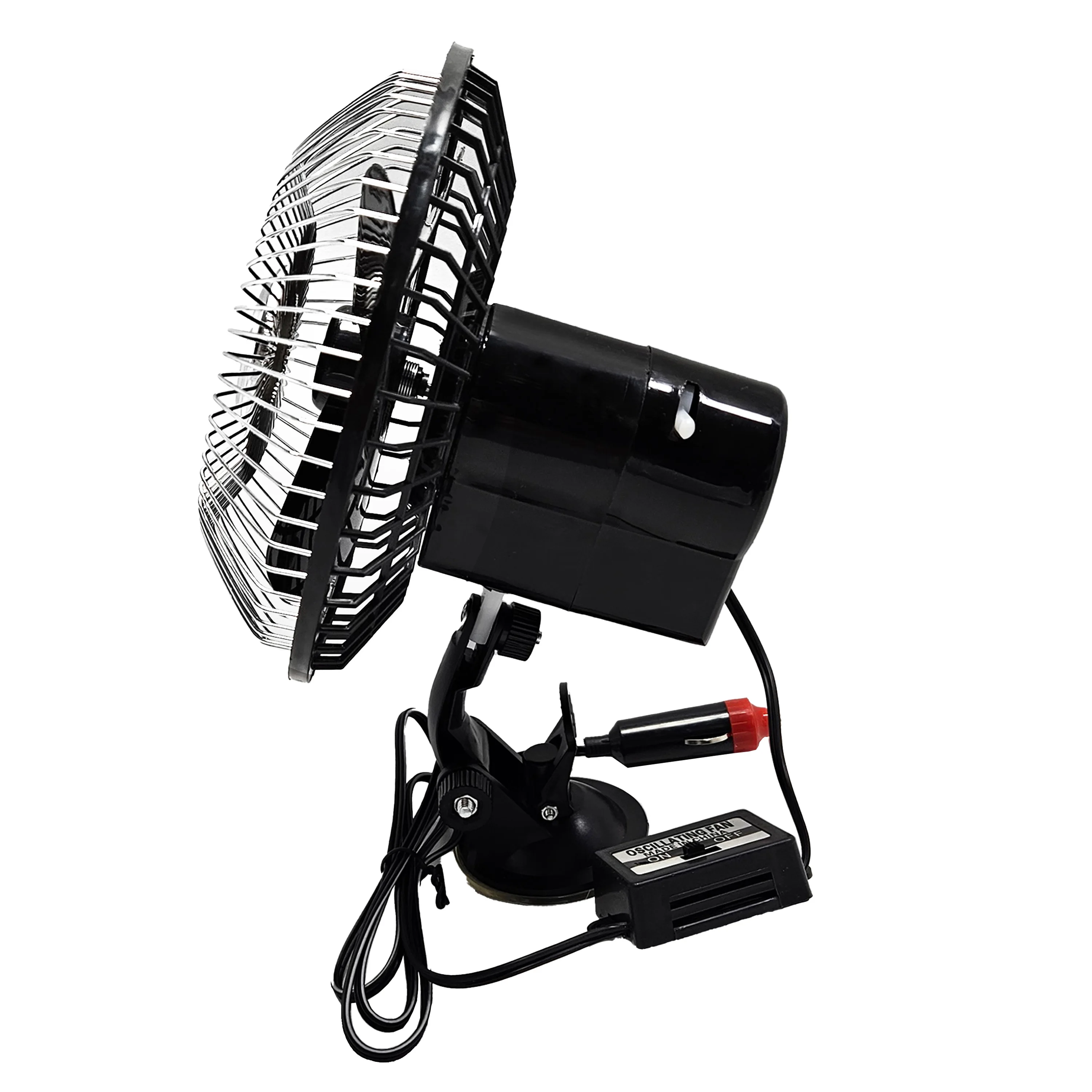 12V/24V, 6-inch plastic fully enclosed black fan, powerful and quiet, can be used as a fan in the car.