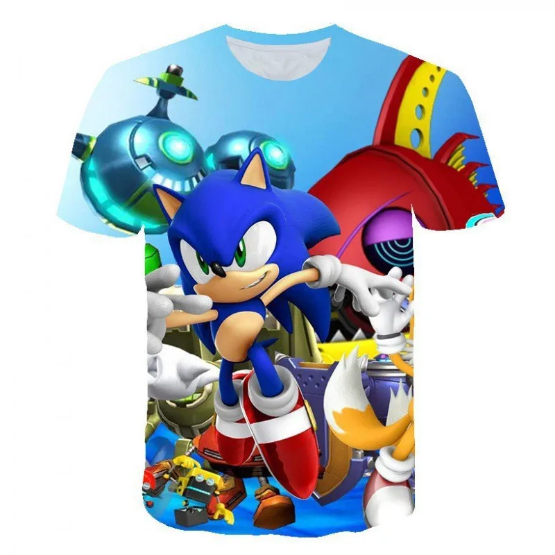 Custom Sonic Tshirt Kids Clothing Boys Cartoon Game Super Sonic Boys Clothes children T-shirt Summer Clothes For Girls