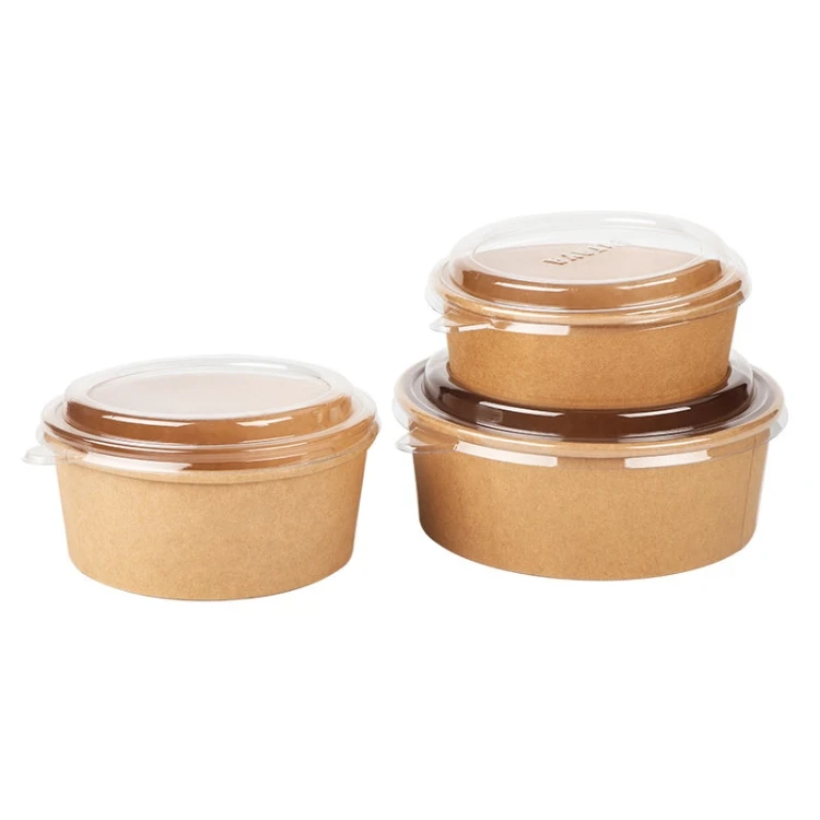 Wholesale Biodegradable Eco Friendly Food Grade Disposable Leak-proof Take Away Salad Kraft Paper Bowl