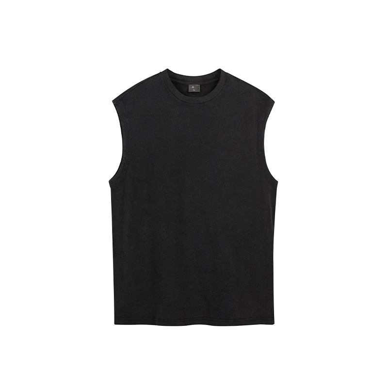 Custom Streetwear Cotton Distressed Acid Wash Sleeveless T Shirt For Men