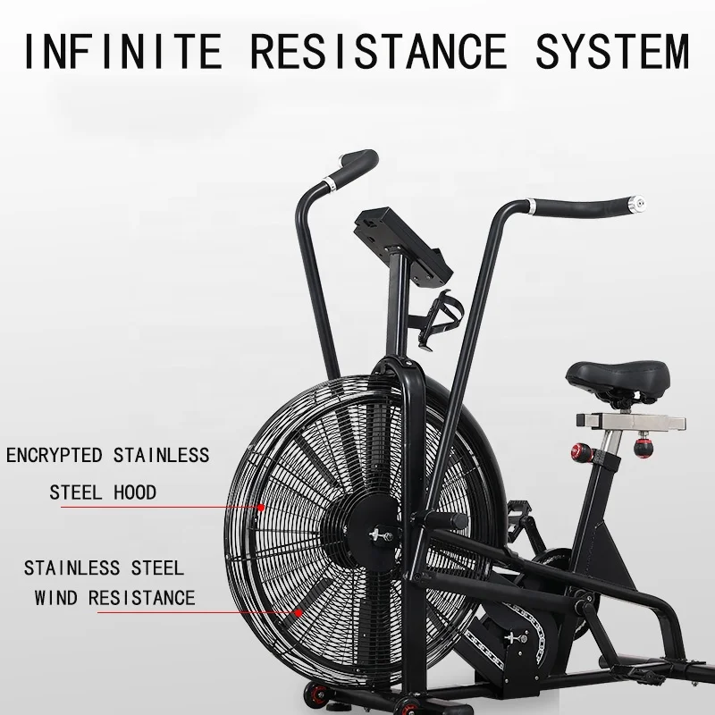 Unisex Steel Air Trainer Bike Assault Black Exercise Bike with Fitness Resistance Band for Gym Use