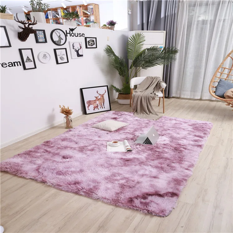 Shaggy Rugs for Sale Tie-dyed Plain Fluffy Pv Plush Area Carpet Tianjin
