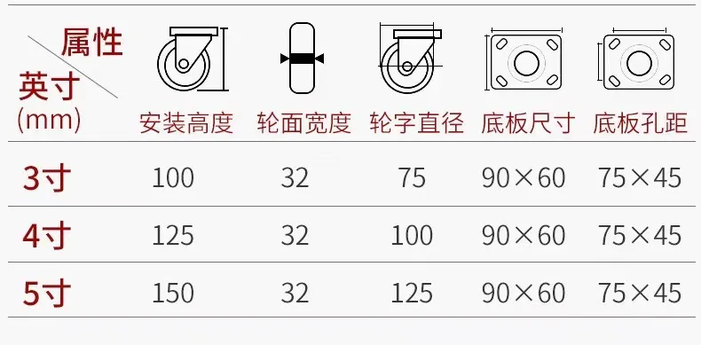 Heavy Duty Pu Plate Caster Wheel Industrial Shock Absorbing  Red Pvc Fixed Hand Carts And Trolleys Zine Castors Wheels