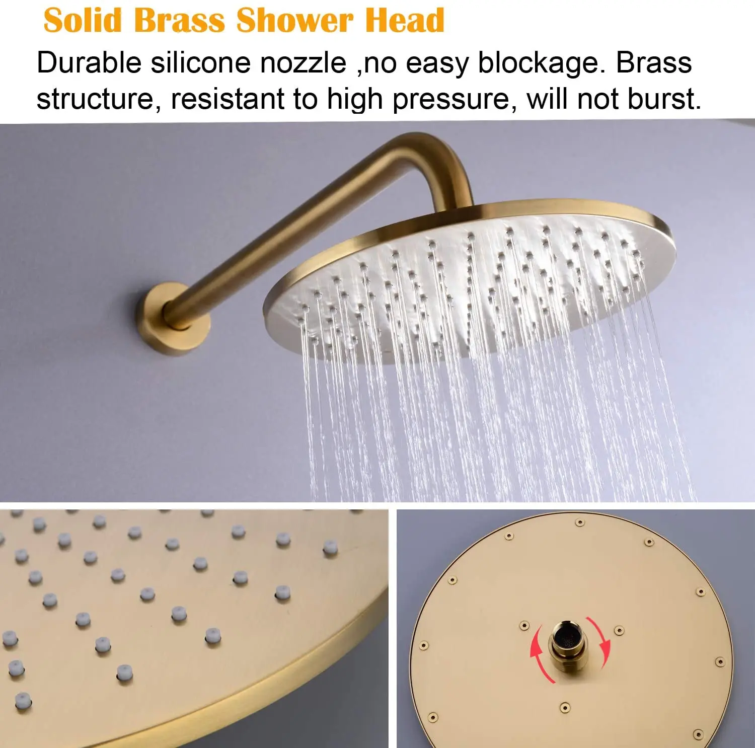 Modern Luxury Douche Set Gold Conceal Shower Set 12-Inch Round Bathroom Shower Set