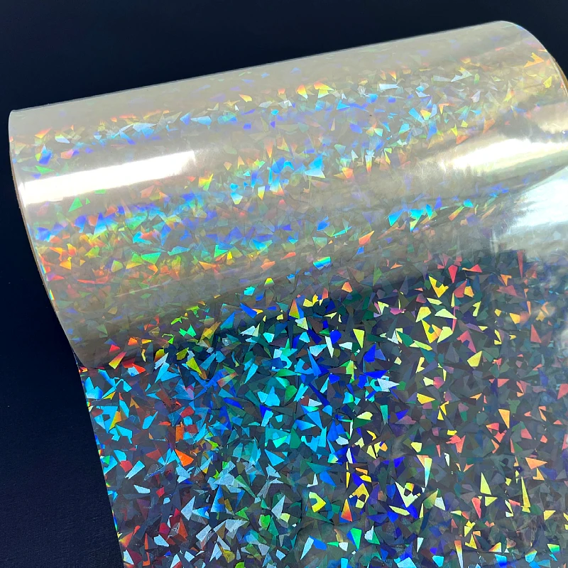 China Suppliers Laminating Packaging Broken Glass Pattern Holographic Lamination Film For Hot Laminate Film Machine