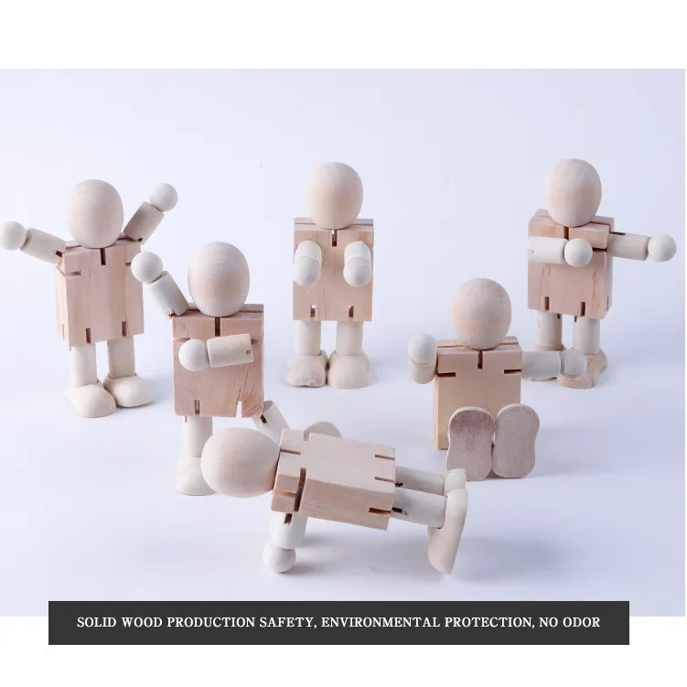 Wooden Robot Hand Toy Doll Joints White Wooden Game Wooden Brain IQ Training Puzzle Other Educational Toys