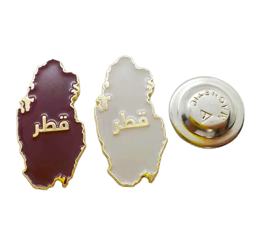 Qatar national day map shape magnetic metal coat pin badges mobile cell smart phone sticker
