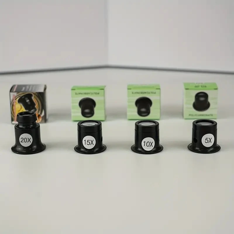 5 X 10X 15X 20X Black Jewelers Loupe Magnifier Magnifying Eye Loop Watchmakers Repair Eye Loupe Glass Tools (20X)