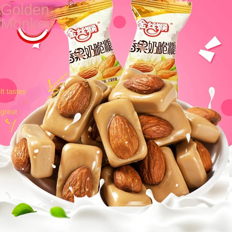 Golden Monkey Bulk Wedding Candy Almond Flavor Milk Crisp Hard Candy Snack Fruitily Packaged in Bags