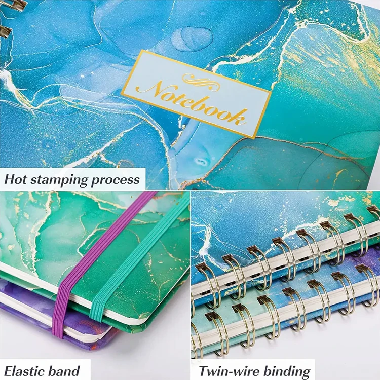 Factory High Quality Pink Interior Page Format Spiral Notebook Custom Hardcover Cute Kawaii Spiral Business Notebook