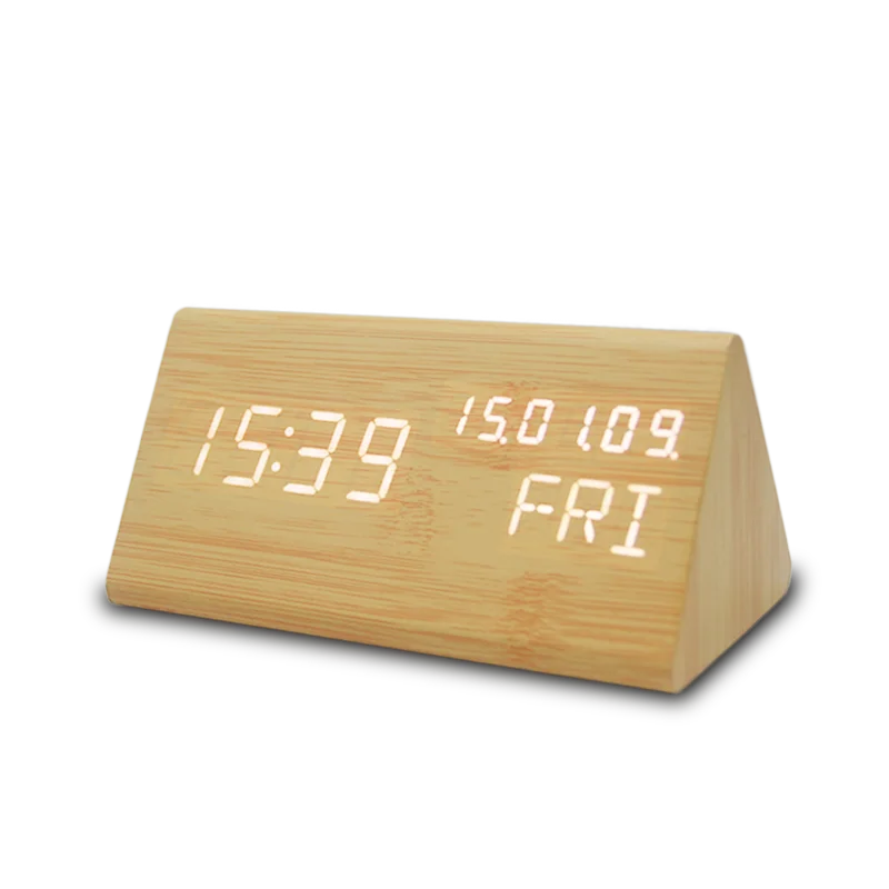 Hot Sale Online Kids smart electronic alarm clock creative gift perpetual calendar wooden table clock customized promotion