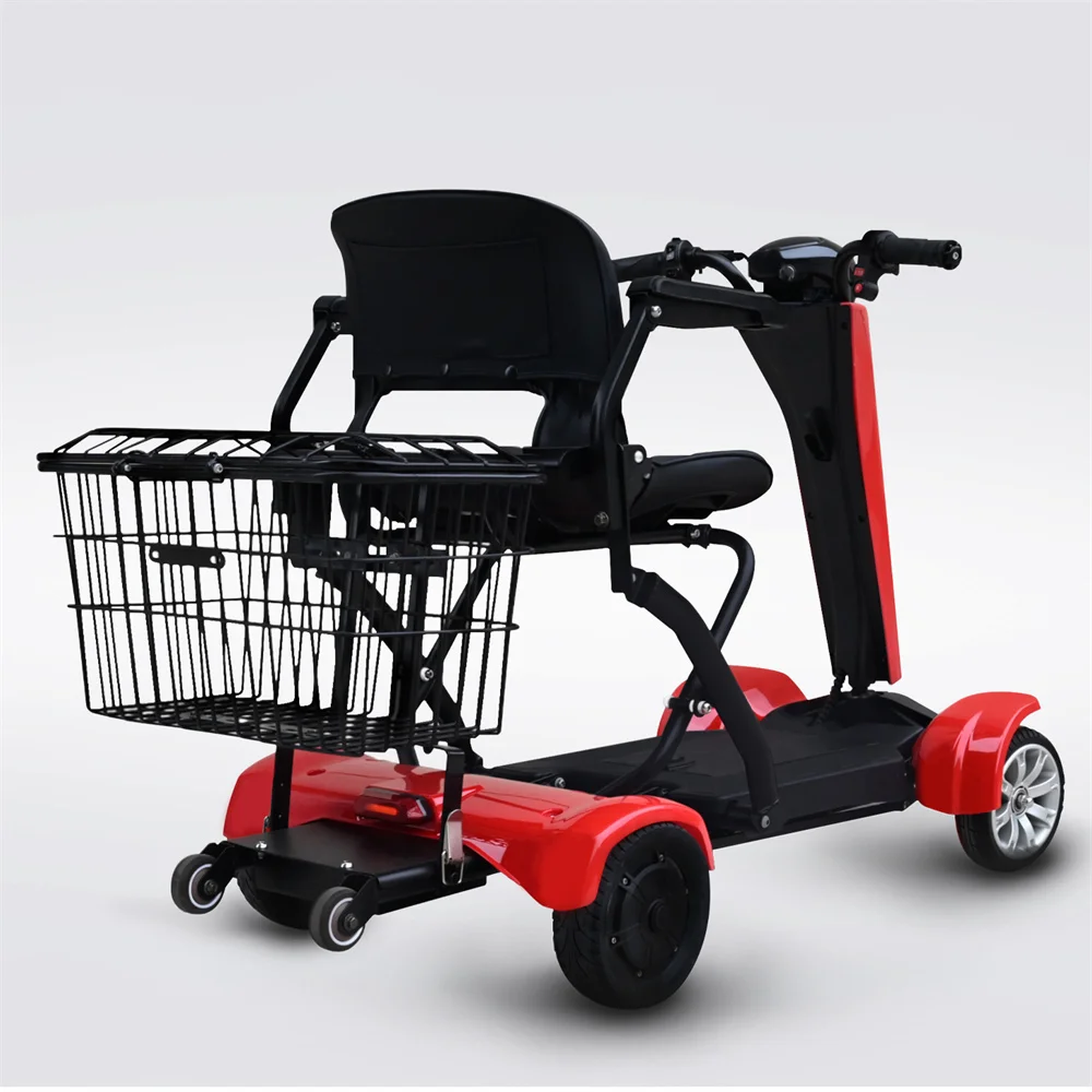 Great cart for a good price Auto Fold 4 wheelchair scooter 4 wheel club drive lithium scooter auto folding mobility scooter