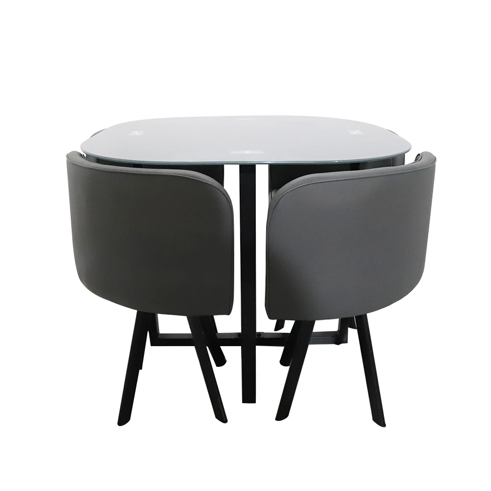 Недорогие круглые металлические ножки для экономии пространства комбинированный обеденный стол с 4 стульями