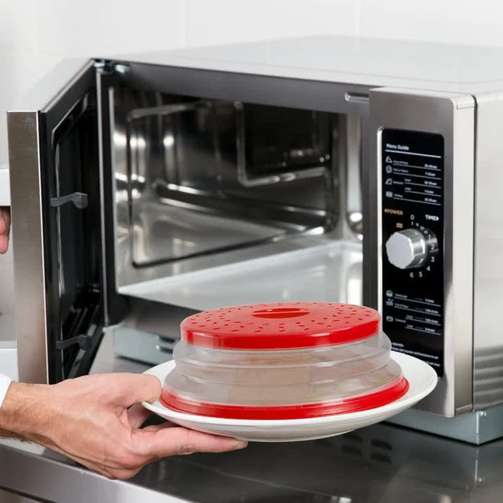 
Plastic Plate Lid Collapsible Microwave Food Cover With Colander Strainer 