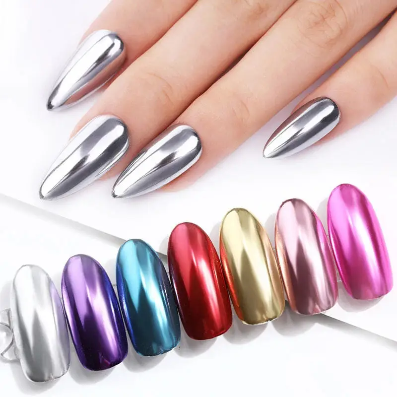 Wholesale Pigment Magic Mirror Metallic Nail Glitter Chrome Laser Bling Rainbow Flecks Shiny Solid Magic Glass Mirror