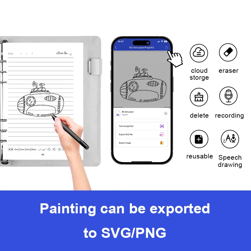 Smart Notebook Drawing Writing Synchronized Software Smart Pen  Leather Notebook Gournal With USB Flash Drive Fingerprint Lock