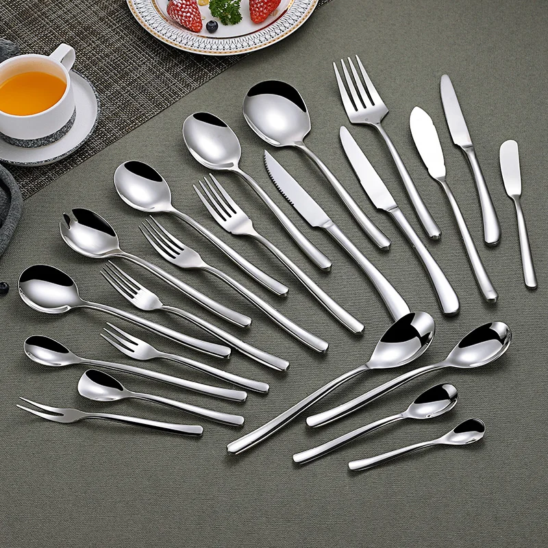 Stainless Steel Dinner Knife Dessert Fork Tea Spoon Tableware Set Serving Flatware Set
