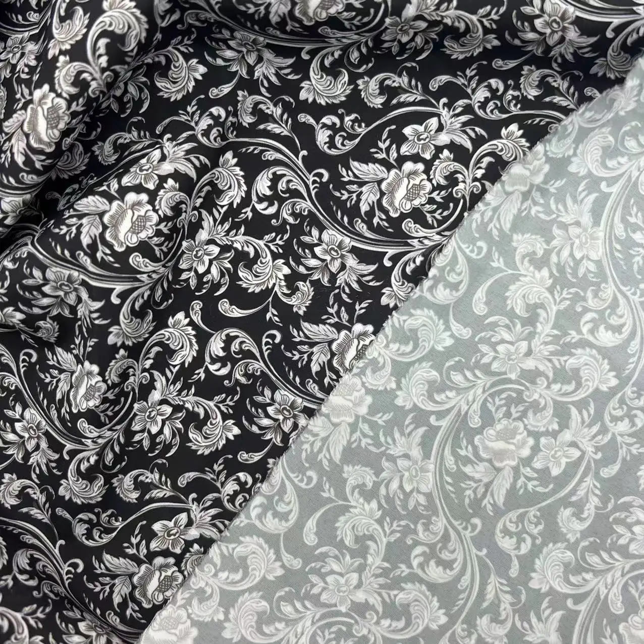 new fashion classic european style black digital print pongee fabric 100%polyester taffeta fabric for coat jacket lining