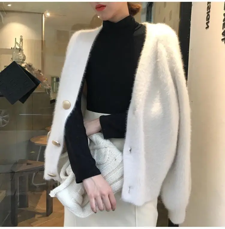 ladies Long Sleeve Winter Knitwear jacket female wholesale open front chunky OEM Custom sweaters Knit mohair Cardigan for women