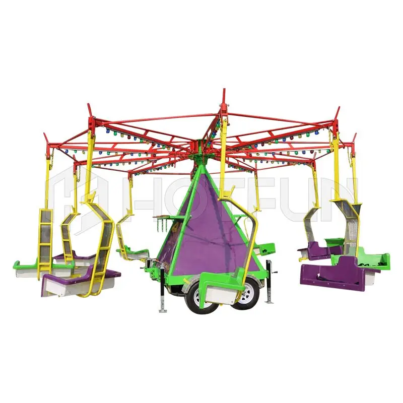 Amusement rides trailer mounted park attractions for park portable amusement ride manege trailer flying chair for sale