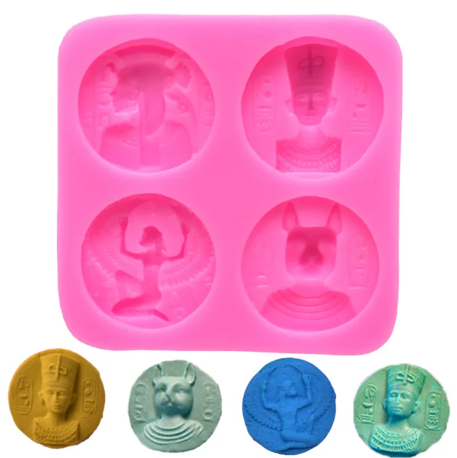 3D Ancient Egypt Coin Liquid Silicone Fondant Molds For Cupcake Toppers Chocolate Candy Cake Cookie Baking Decoration
