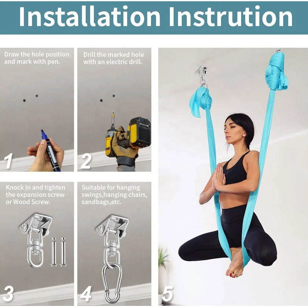 304 Stainless Steel Swing Hanging Hooks For Concrete Wooden Trapeze Yoga
