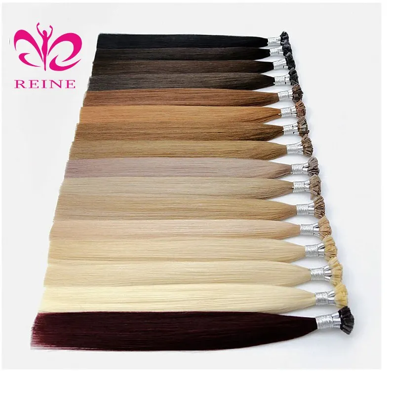 Straight Flat Tip Hair Extensions Natural Real Human Hair Extensions Keratin Capsule 50pcs/ Set Brown Blonde Color 12-30inches