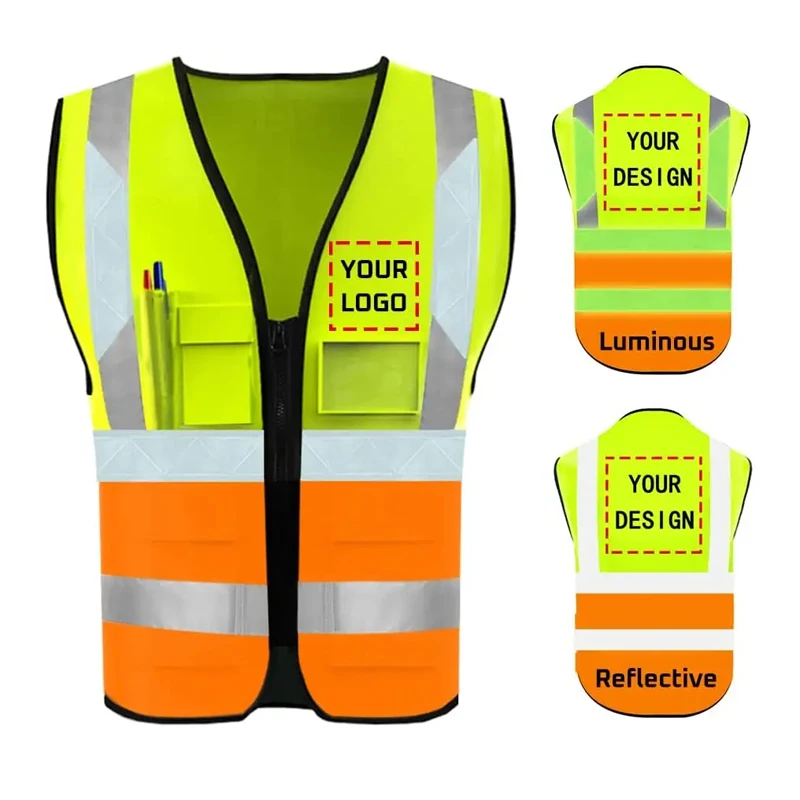 Hi viz жилет с индивидуальным логотипом 120gsm полиэстер ombre цвет светоотражающий дешевый chaleco de seguridad adulto