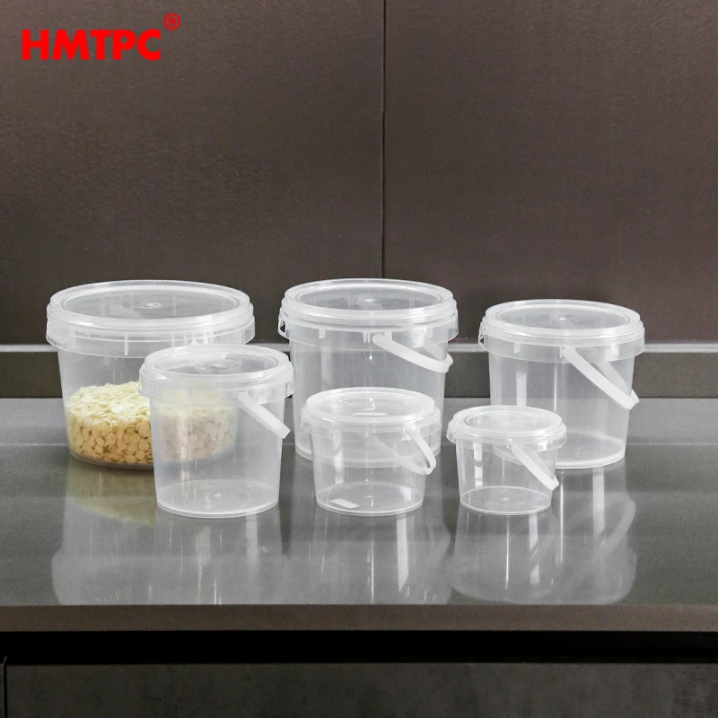 Food Grade Material Mini Transparent Plastic Bucket Oatmeal Beer Cup Popcorn Container Lobster Storage With Lid Wholesale 0.5L