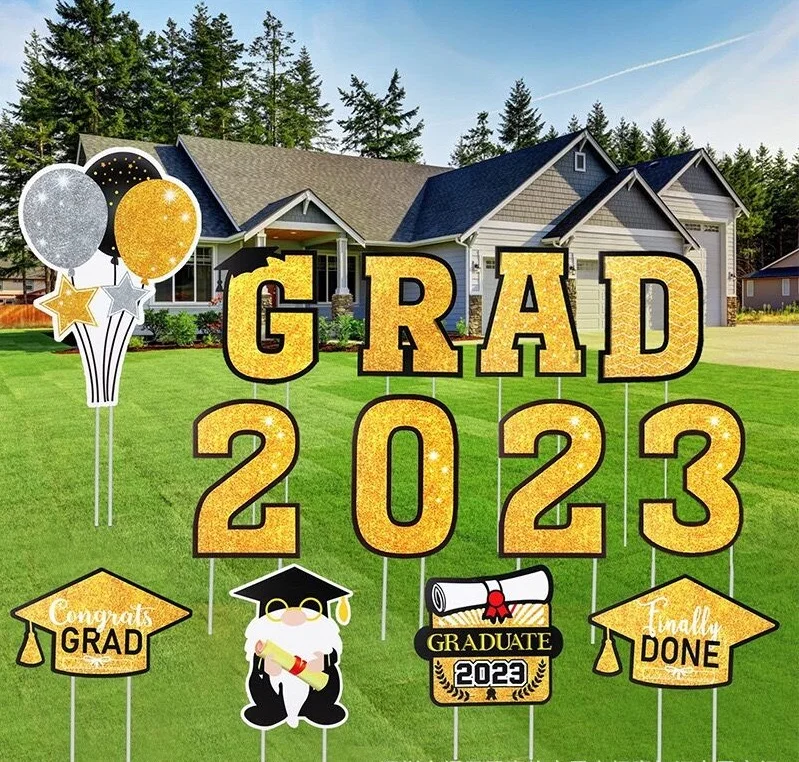 Ready to ship 2023  graduation season  yard & lawn signs with stake outdoor graduation yard letter signs
