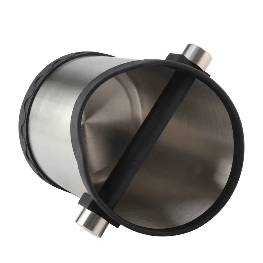 Stainless Steel Espresso Grounds Container Waste Bin Coffee Tools for Barista and Non-slip Base, Coffee Knock Box