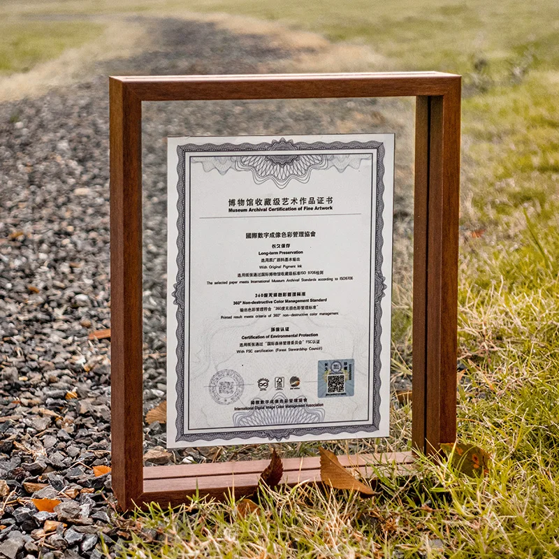 wholesale modern brown double glass clear picture certificate  frames on sale smart Acrylic wall photo floating frame