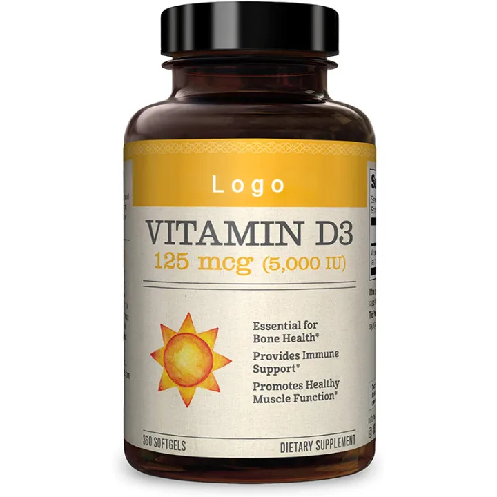 Manufacturers Price Private Label Vitamin D3 5000 IU Softgels (125 mcg ) Capsule Vitamin D