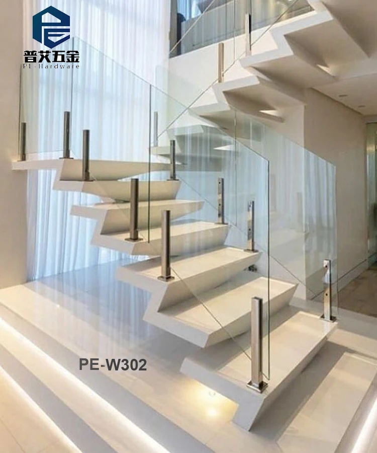 High quality modern terrace handrail design stainless steel spigot stair balustrade glass railing