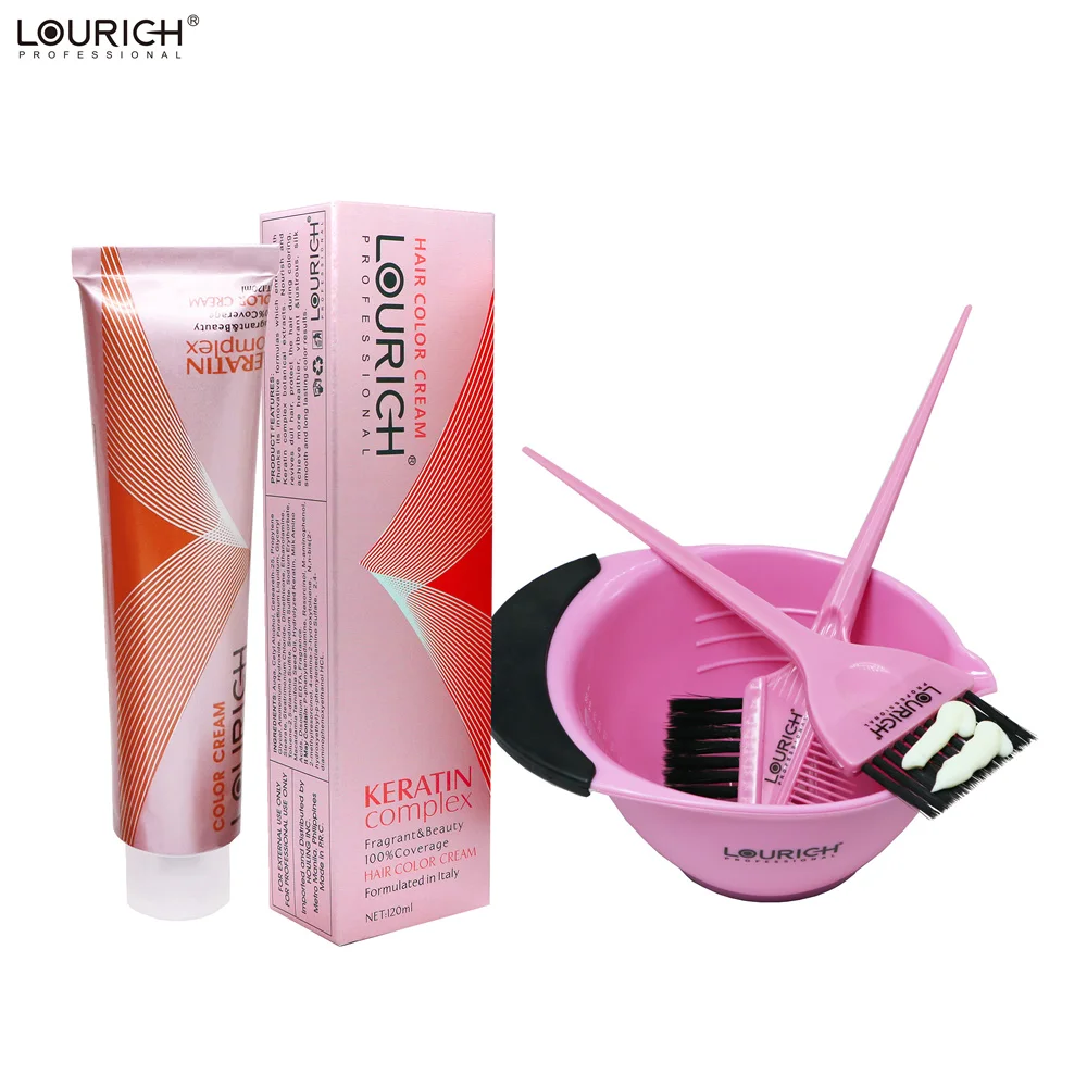 Lourich low ammonia vibrant shiny steady coloring dye formulated in Italian Hair Color Hair Dye Cream