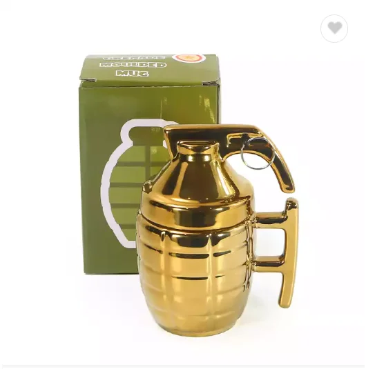 JCX/2023 Wholesale personalized creative grenade coffee mug grenade shape ceramic cup mug with lid custom logo