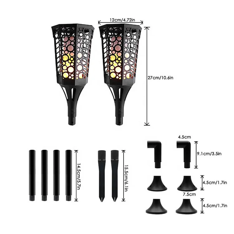 Outdoor Led Solar Lights Flickering Dancing Flame Torch Solar Lighting Waterproof Lamp For Garden Decoration Landscape Lawn Path
