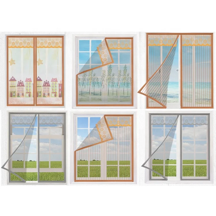 Multiple Patterns Zipper Closing Easy Window Mesh Screen Curtain