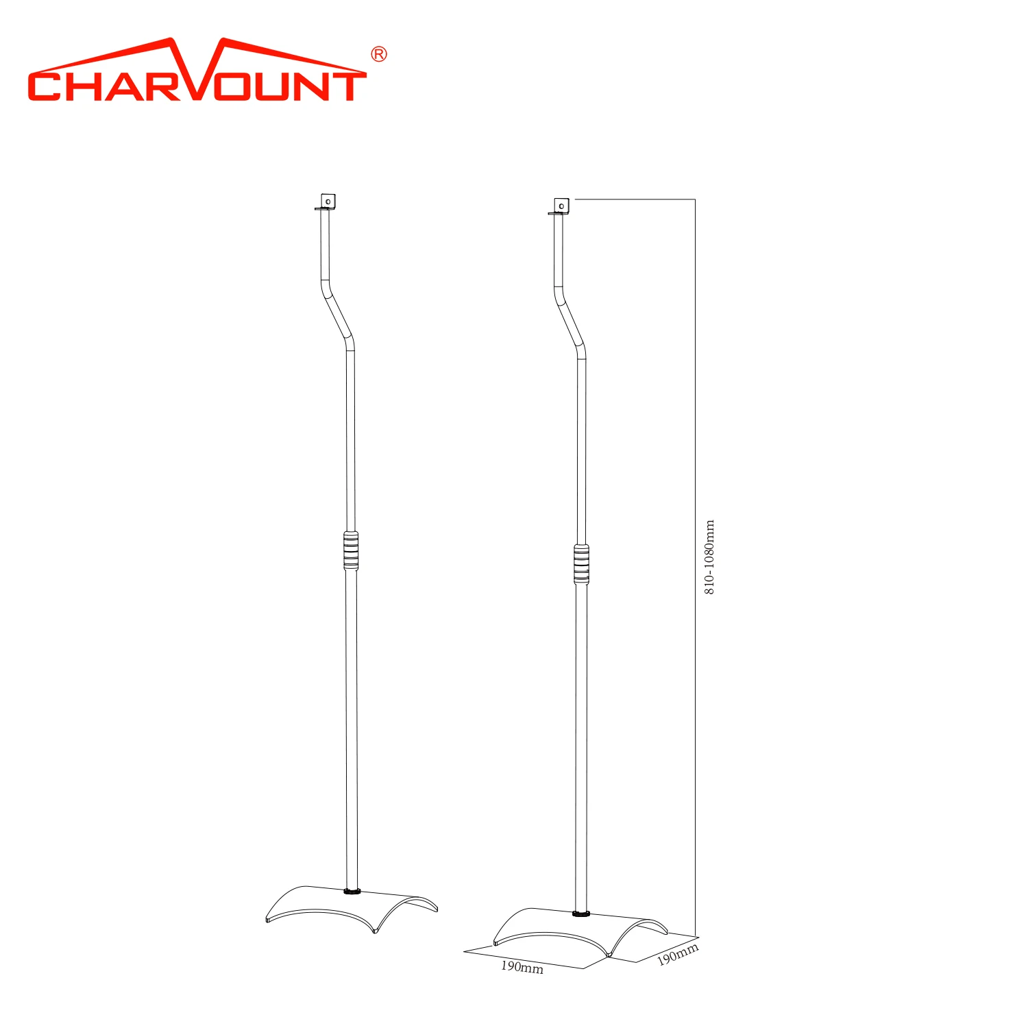 CHARMOUNT Professional supply metal heavy duty height adjustable speaker stand floor